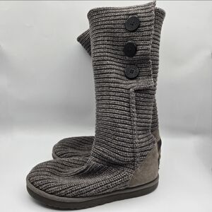 UGG Classic Cardy Knit Sweater Button Fold Over Tall Boots Womens Size 11